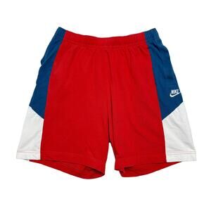 Nike Colorblock Athletic Cotton Shorts | Retro Lounge Red Blue White | Mens M